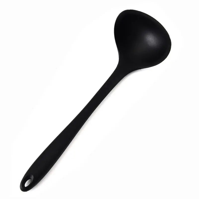 Hemasa 4 Pcs  Silicone Ladle Soup Spoon Curved Handle Heat Resistant Round Scoops