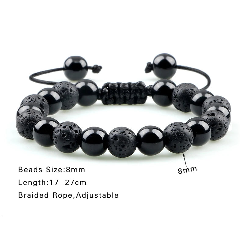 High Quality Blue Tiger Eye Stone Bracelet Adjustable Size Braided Onyx Beads Bracelets＆Bangles Men Minimalist Jewelry Pulseras