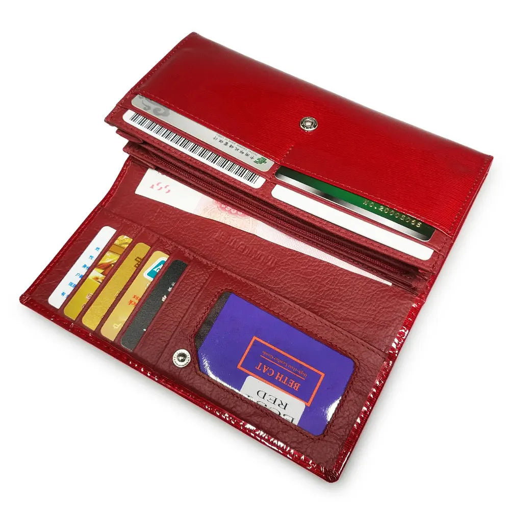 Beth Cat Women Wallets Genuine Leather Coin Purse Famous Brand Long Womens Purses Luxury Brand Card Holder Money Bags