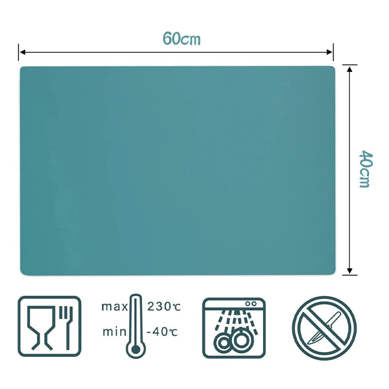 Tejesa 60*40cm  Large Size Silicone Placemat Heat Insulation Cup Pad Tablecloth Table Mat Non-Slip Bowl Cup Coaster Kitchen Accessories