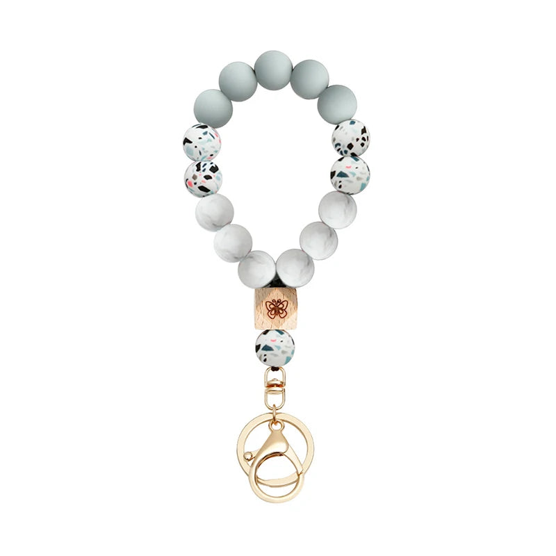 Silicone Keychain For Keys Tassel Wood Beads Bracelet Keyring For Women Accessories Multicolor Keychain Wholesale Hot Sale 2022