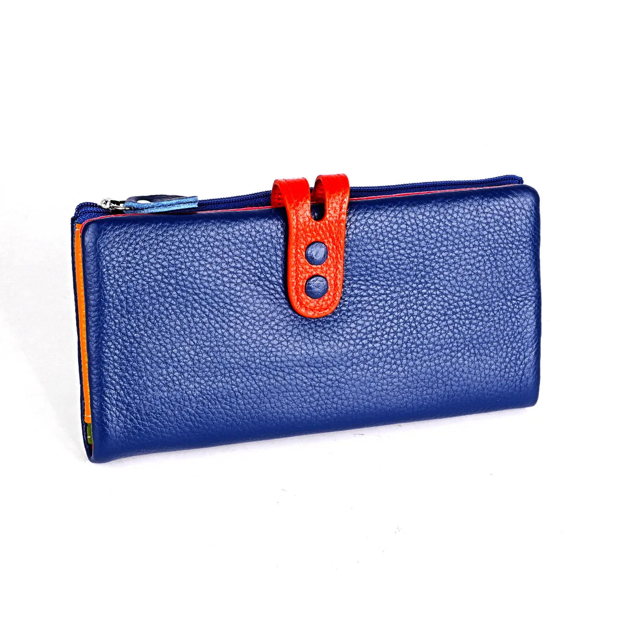 Tejesa Genuine Leather Long Clutch Ladies Purse with Zipper Pocket/ Colorful Phone Wallet