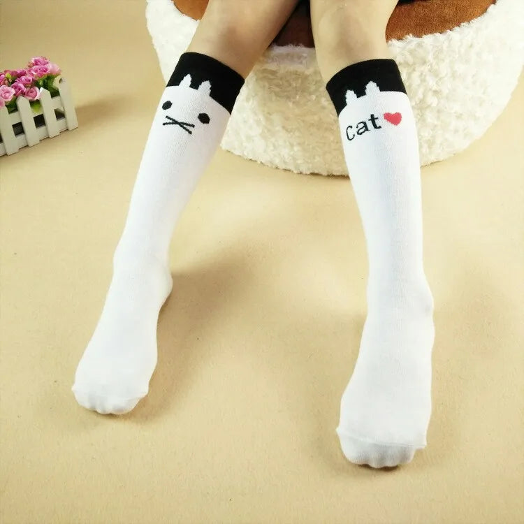 Girl Socks 3-12 Years Old Cotton Knee High Lovely Long Children's Legwarmers Kids Dance Stocking  Cute Animal Carton