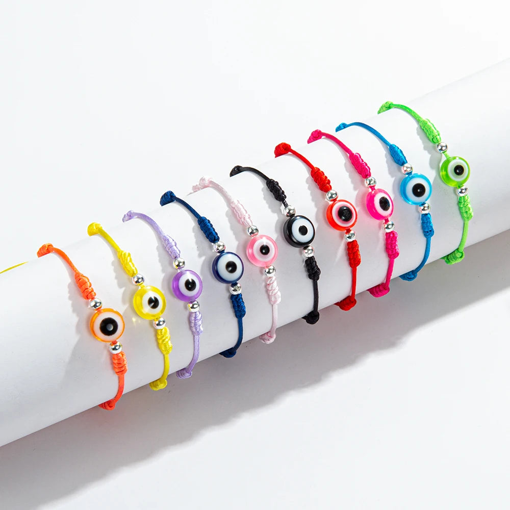 Summer Candy Color Big Evil Eye Bracelet Lucky Knot Friendship Jewelry Charm Bracelets Lovely Women Men pulseras mujer