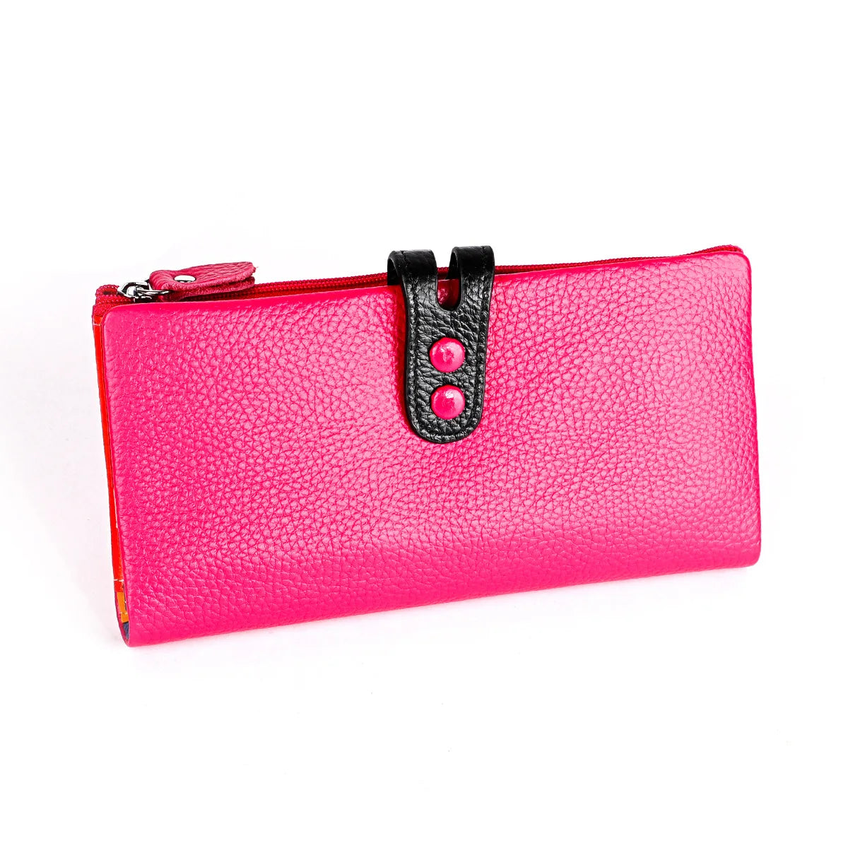 Tejesa Genuine Leather Long Clutch Ladies Purse with Zipper Pocket/ Colorful Phone Wallet