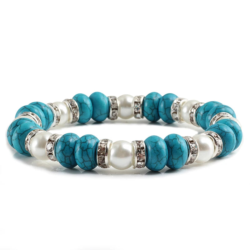 Multicolors Charm Women Beads Bracelets White Crystal Natural Stone Stretch Bracelet Pearl Yoga Jewelry Friendship Gift pulseira