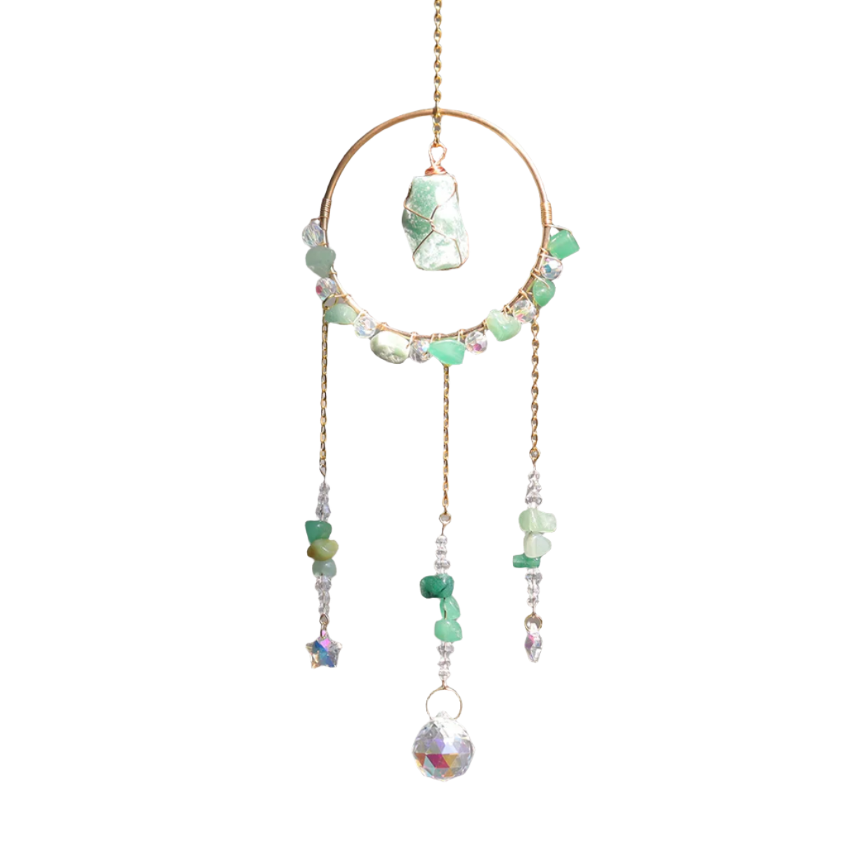 Hemasa   Natural  crystal sun catcher   with gemstones crystal crafts wind chime