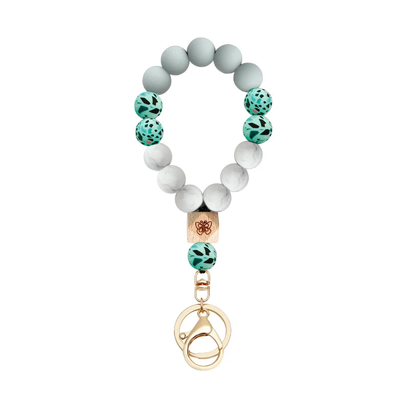 Silicone Keychain For Keys Tassel Wood Beads Bracelet Keyring For Women Accessories Multicolor Keychain Wholesale Hot Sale 2022