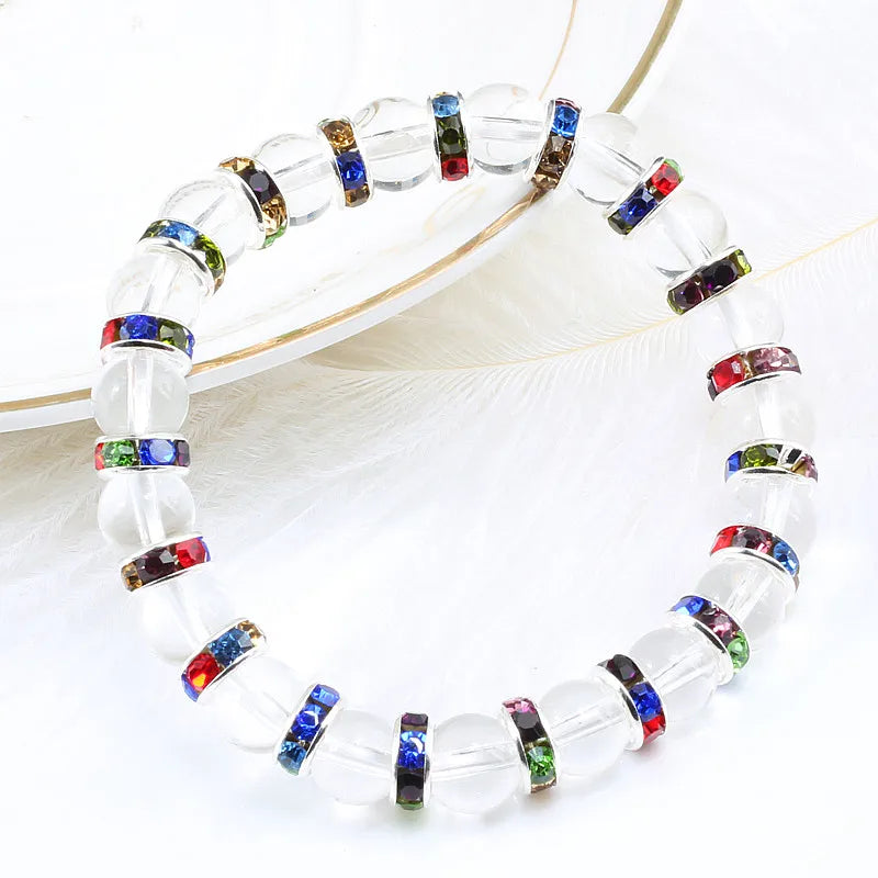 Hemasa Fashion Charm Natural Stone Women Bracelet /Colorful Rhinestone Transparent  Beads Bracelets