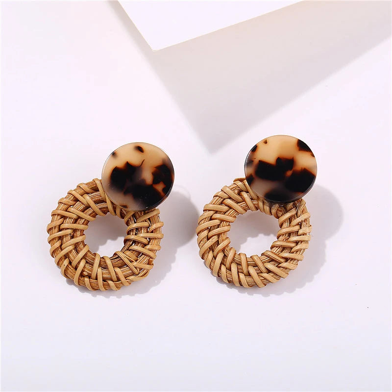 YAOLOGE Acrylic Rattan Earrings 2019 For Women BOHO Drop Tortoiseshell Dangle Earring Fashion Geometric Jewelry Wholesale 2019