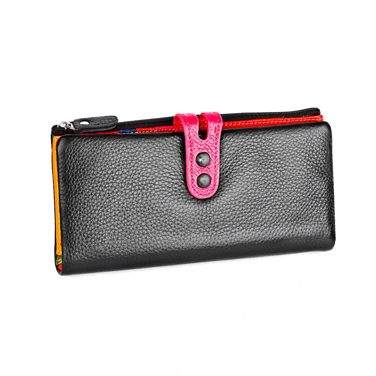 Tejesa Genuine Leather Long Clutch Ladies Purse with Zipper Pocket/ Colorful Phone Wallet