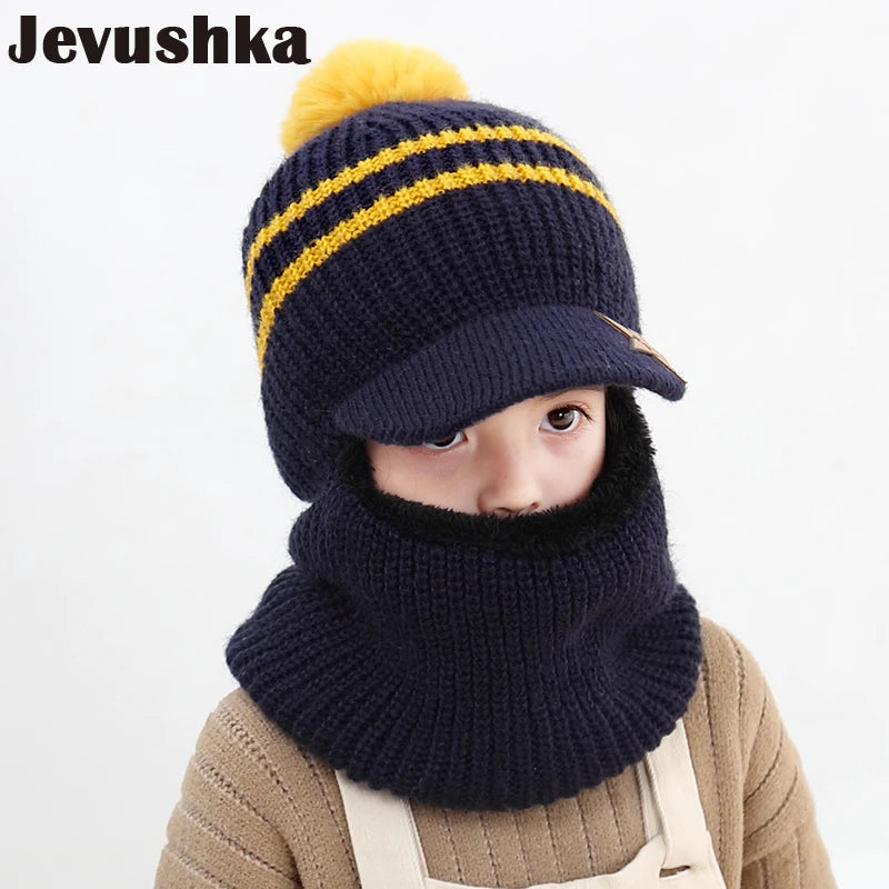 Baby Winter Hat Pom Pom Beanie Hats Baby Girl and Boy Hat with Warm Fleece Lining Caps for Kids HT19025