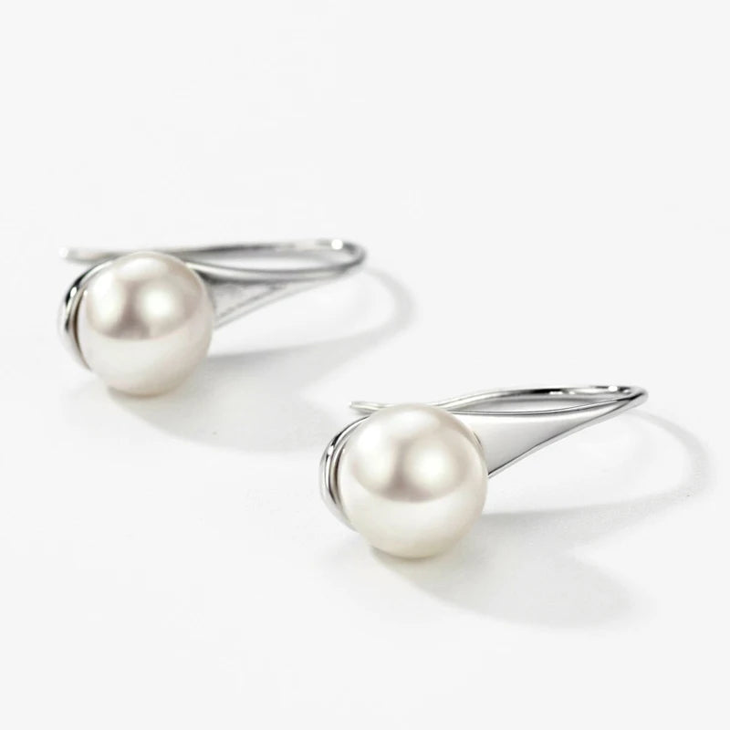 HENGSHENG Freshwater Pearl Earrings Dangle Drop 925 Sterling Silver Earrings 7-8mm Cultured Pearl Fine Jewelry for Women Girls