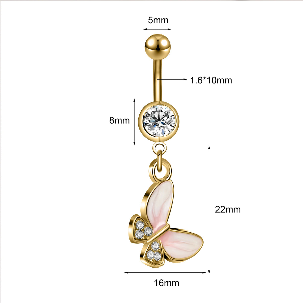 ZS 14G Bat Belly Button Ring Crystal Bat Navel Piercing Black Plated Body Piercing  Red Zircon Bat Belly Piercing Jewelry Women