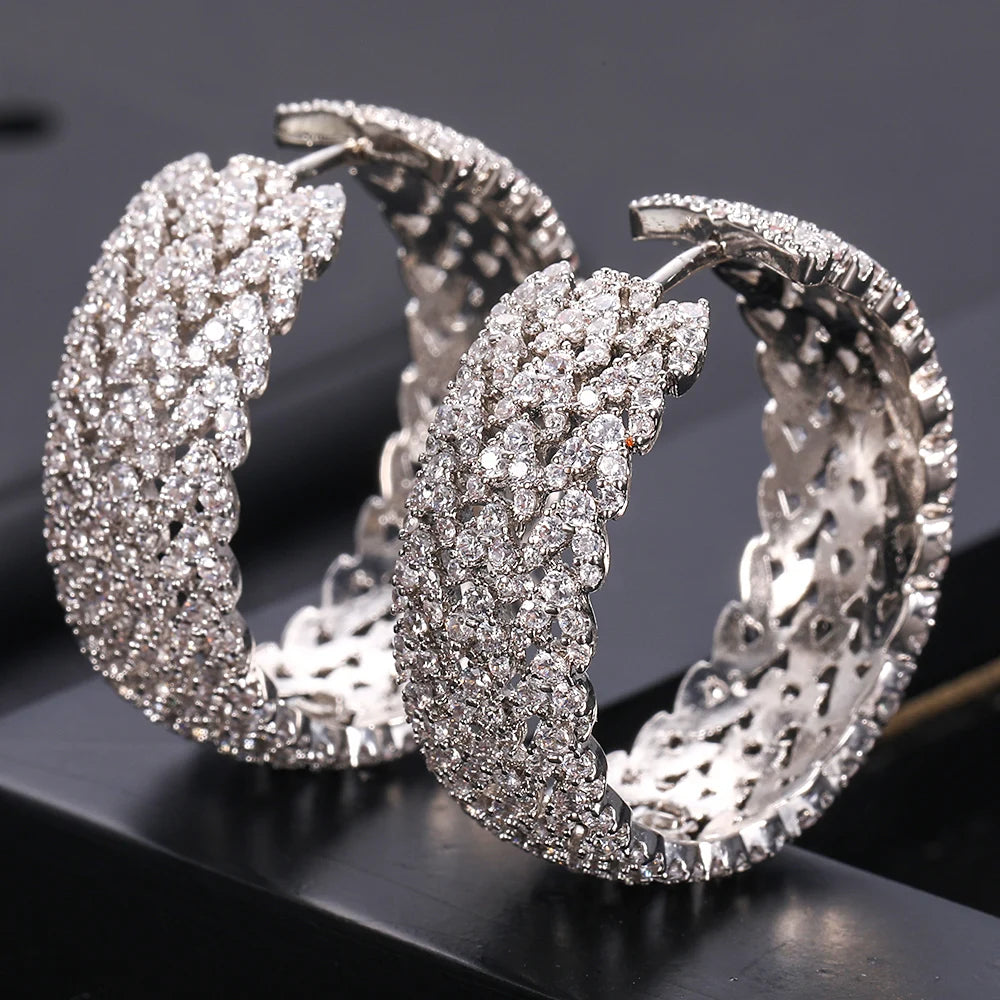 Hemasa  Cubic Zirconia Hoop Earrings For Women