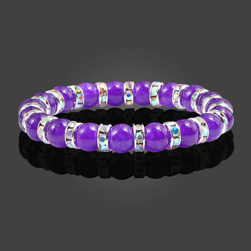 Fashion Natural Stone Chalcedony Bracelets Charm Elastic Beads Bracelet Pulseira for Women Yoga Prayer Energy Jewelry Gifts
