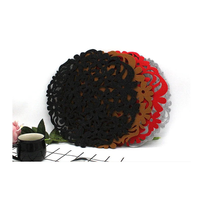 30cm Felt Coaster Insulation pads Hollow Placemat Kitchen Department Store Placemat(set of 6)