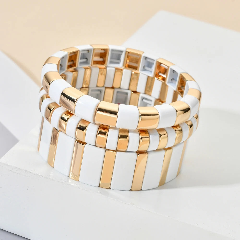 Hemasa Enamel Tiles Stretch Bracelets for  Women / Girls