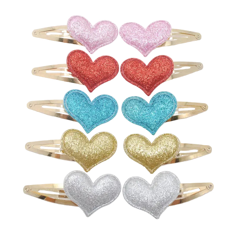 Tejesa 20pcs/lot Girls Hairclips Glitter Heart  Birthday Gift Baby Girls / Kids  Hair Clip For Children