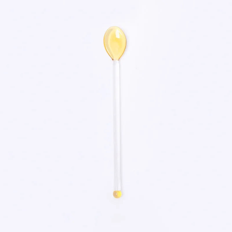 1pc Glass Dinnerware Spoon Tea Dessert Coffee Ice Cream Accessories Bar Tools New Long Handle Kitchen Accessories New