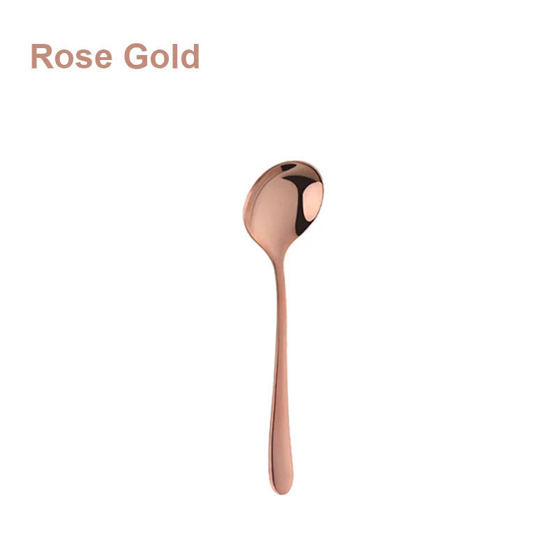Hemasa Stainless Steel Coffee Tea Spoons /Gold Blue Beautiful Teaspoons/ Mixing Soup Spoon Dinnerware Flatware Christmas Serving Spoon