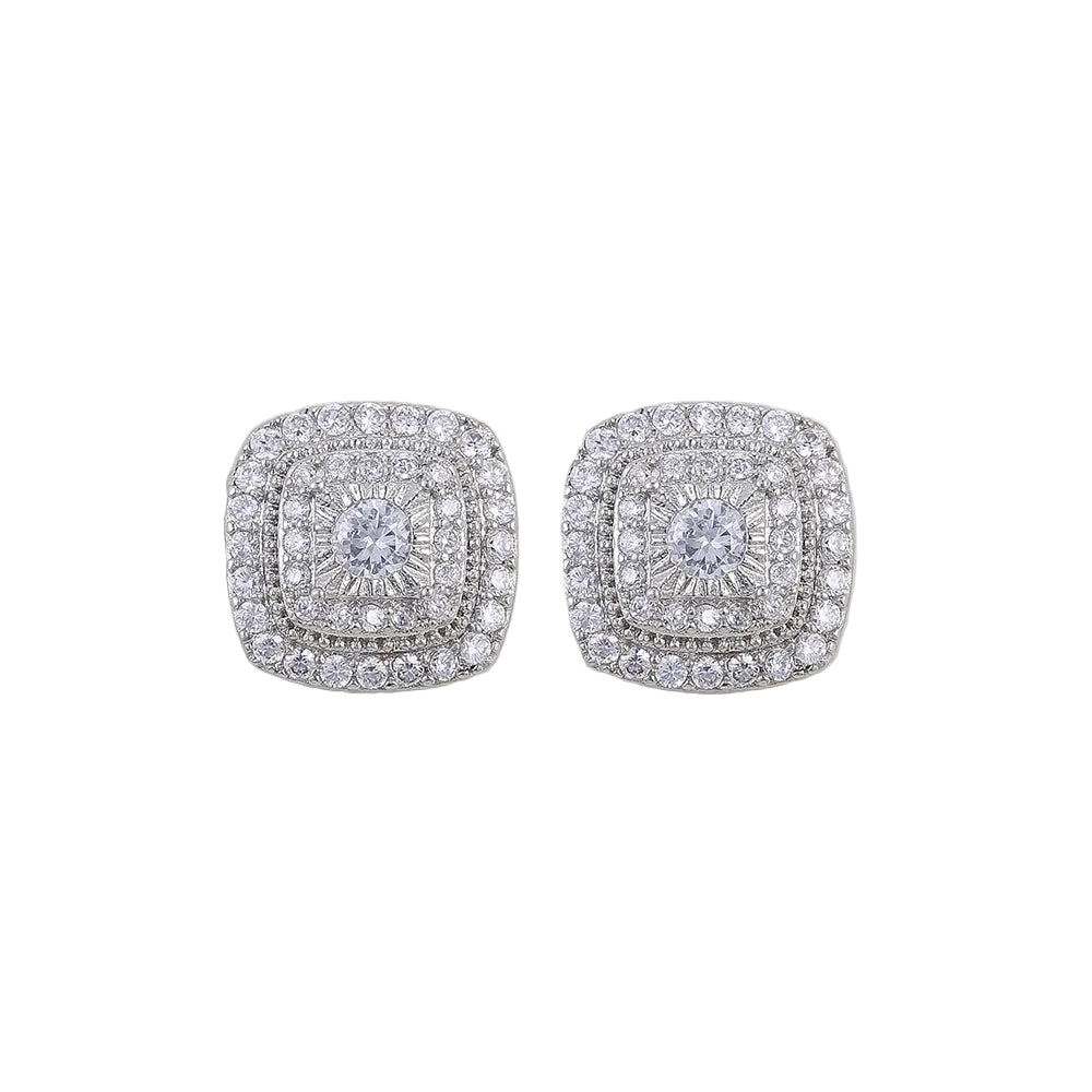 Tejesa  Crystal Zircon Women Stud Earrings/ Silver Color Shiny ear rings