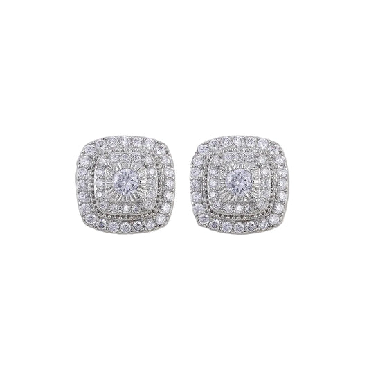 Tejesa  Crystal Zircon Women Stud Earrings/ Silver Color Shiny ear rings