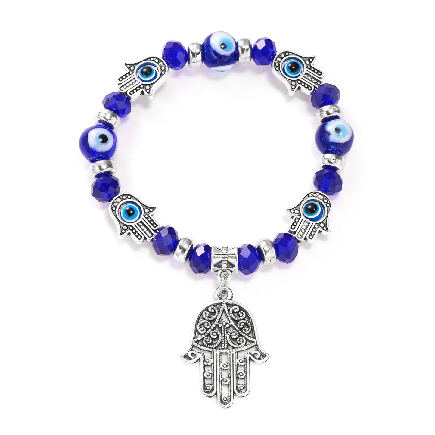 Adjustable Elastic String Evil Eye Bracelet Crystal Rhinestone Resin Beads Lucky Bracelet For Women Men Lady Couple Girl Gift