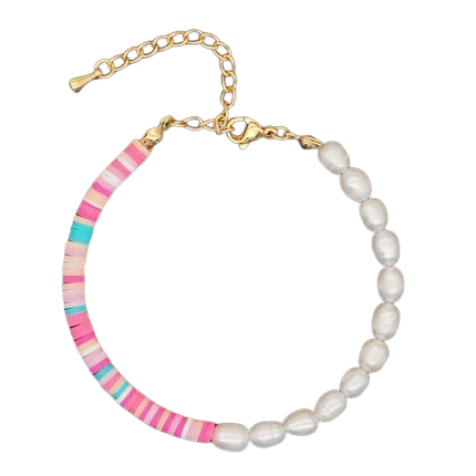 Hemasa  Women  Polymer Clay Summer Beach Freshwater  Pearl Bracelet
