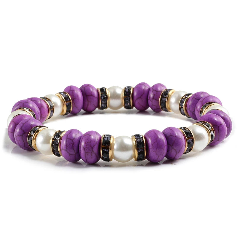 Multicolors Charm Women Beads Bracelets White Crystal Natural Stone Stretch Bracelet Pearl Yoga Jewelry Friendship Gift pulseira