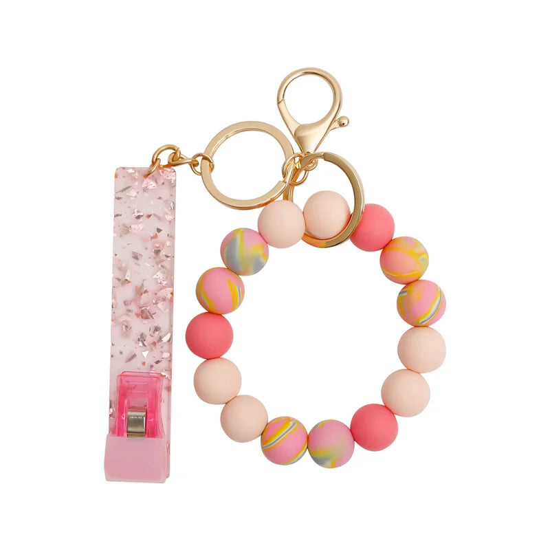 Silicone Keychain For Keys Tassel Wood Beads Bracelet Keyring For Women Accessories Multicolor Keychain Wholesale Hot Sale 2022