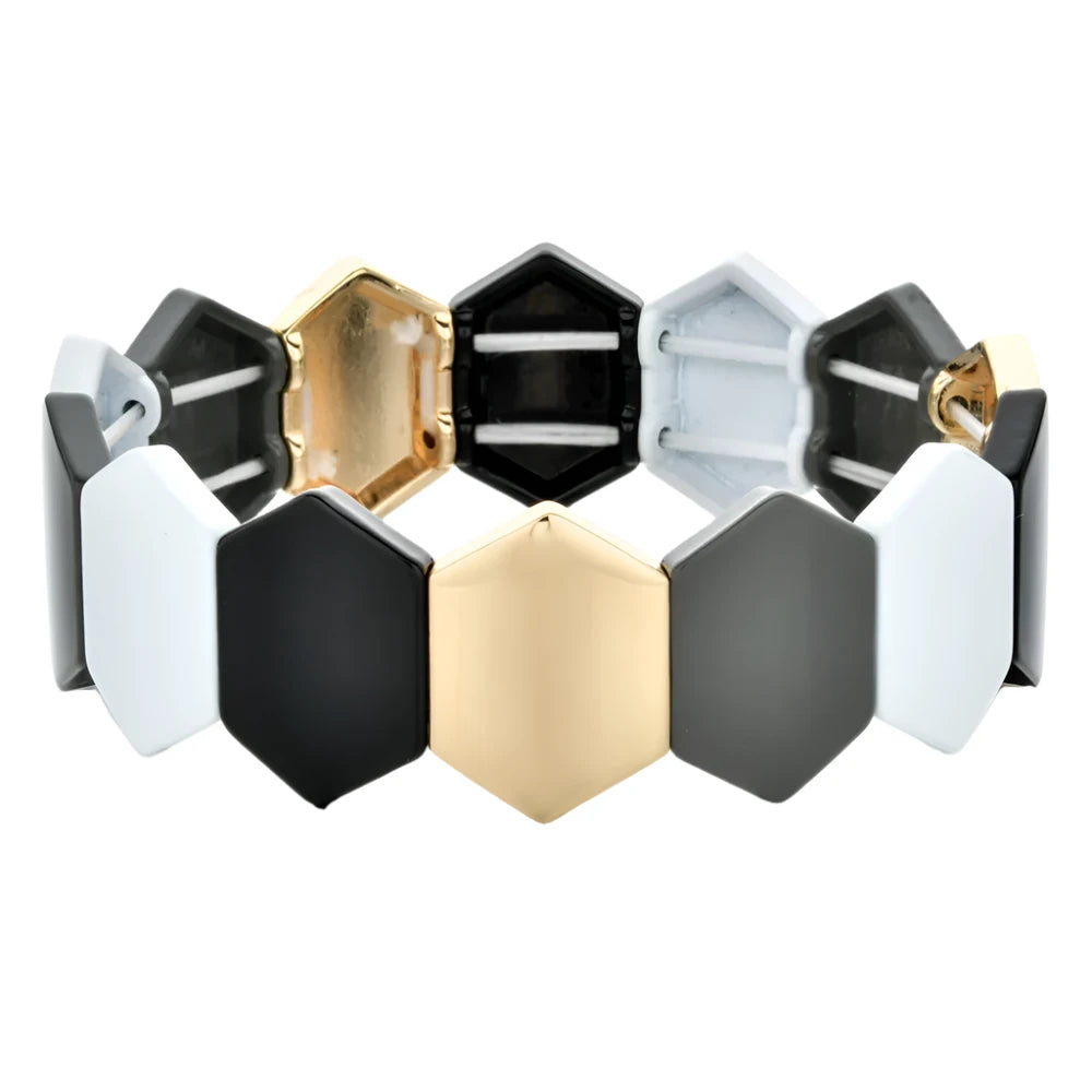 Hemasa  Big Geometric Enamel Tile Beaded Bracelet for women/girls