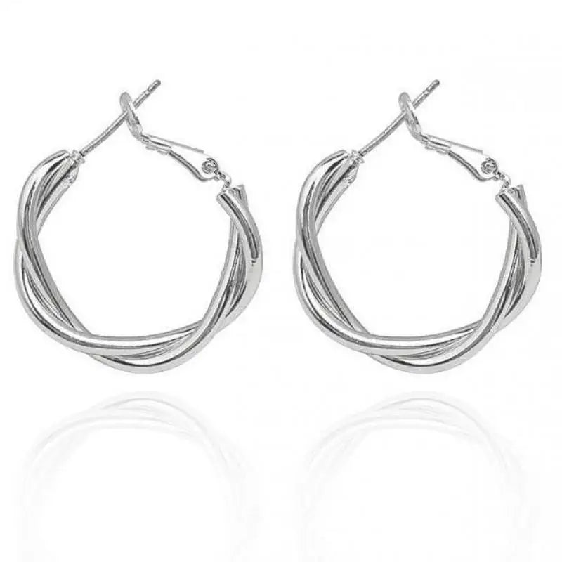 Hemasa  Silver Fashion Geometric Twist  Metal Earrings
