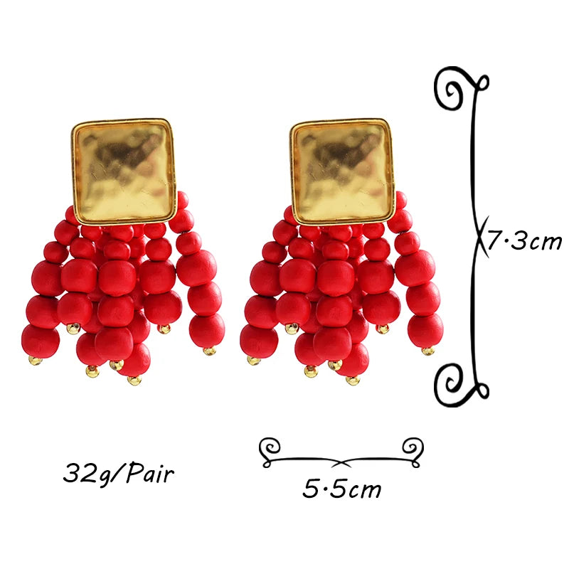 Hemasa  Wooden Drop Dangle Earrings Wedding Jewelry For Women brincos