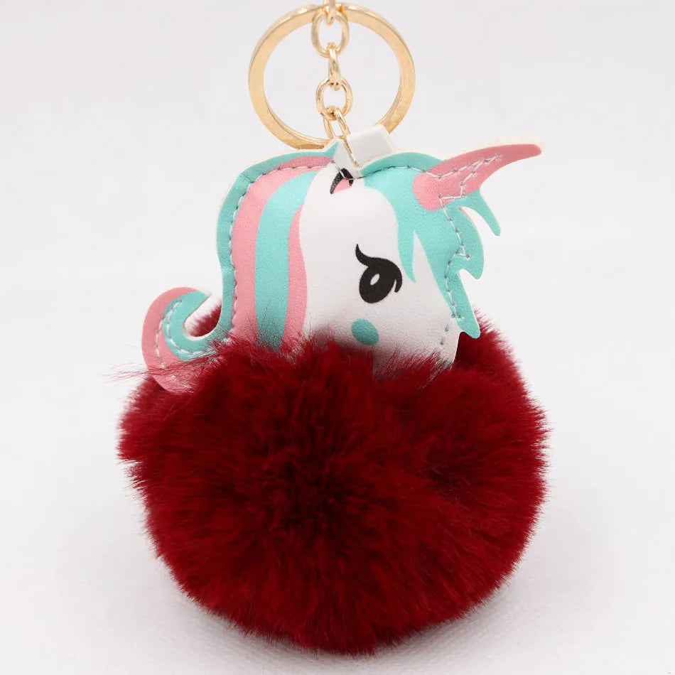 Fashion Key Chain Owl Fox Rhinestone Jewelry Unicorn Keychain for Women Girls Bag Cellphone Car Decoration