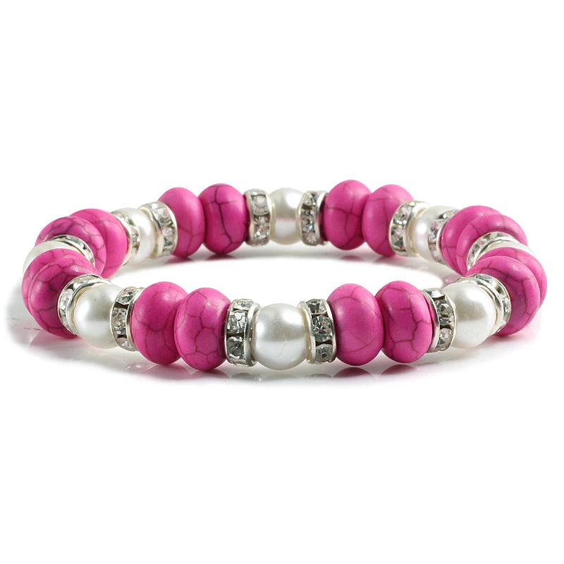 Multicolors Charm Women Beads Bracelets White Crystal Natural Stone Stretch Bracelet Pearl Yoga Jewelry Friendship Gift pulseira