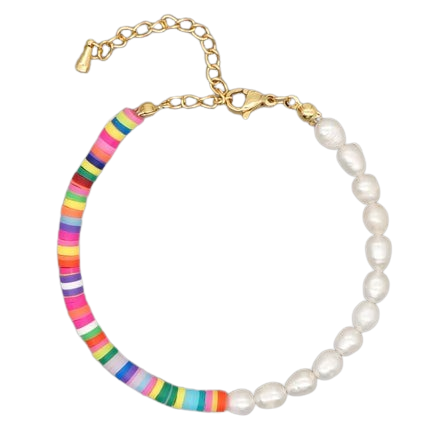 Hemasa  Women  Polymer Clay Summer Beach Freshwater  Pearl Bracelet