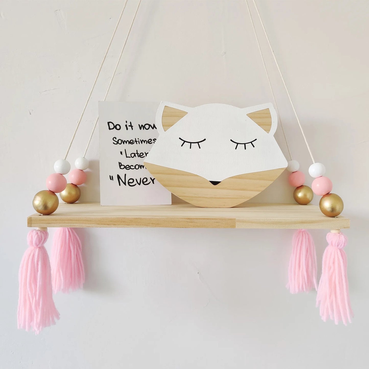 Kids Room Decorative Wooden Shelf Natural Wood Wall Hanging Shelves Nursery Baby Bory Girl Kids Room Storage Decoration Shelf