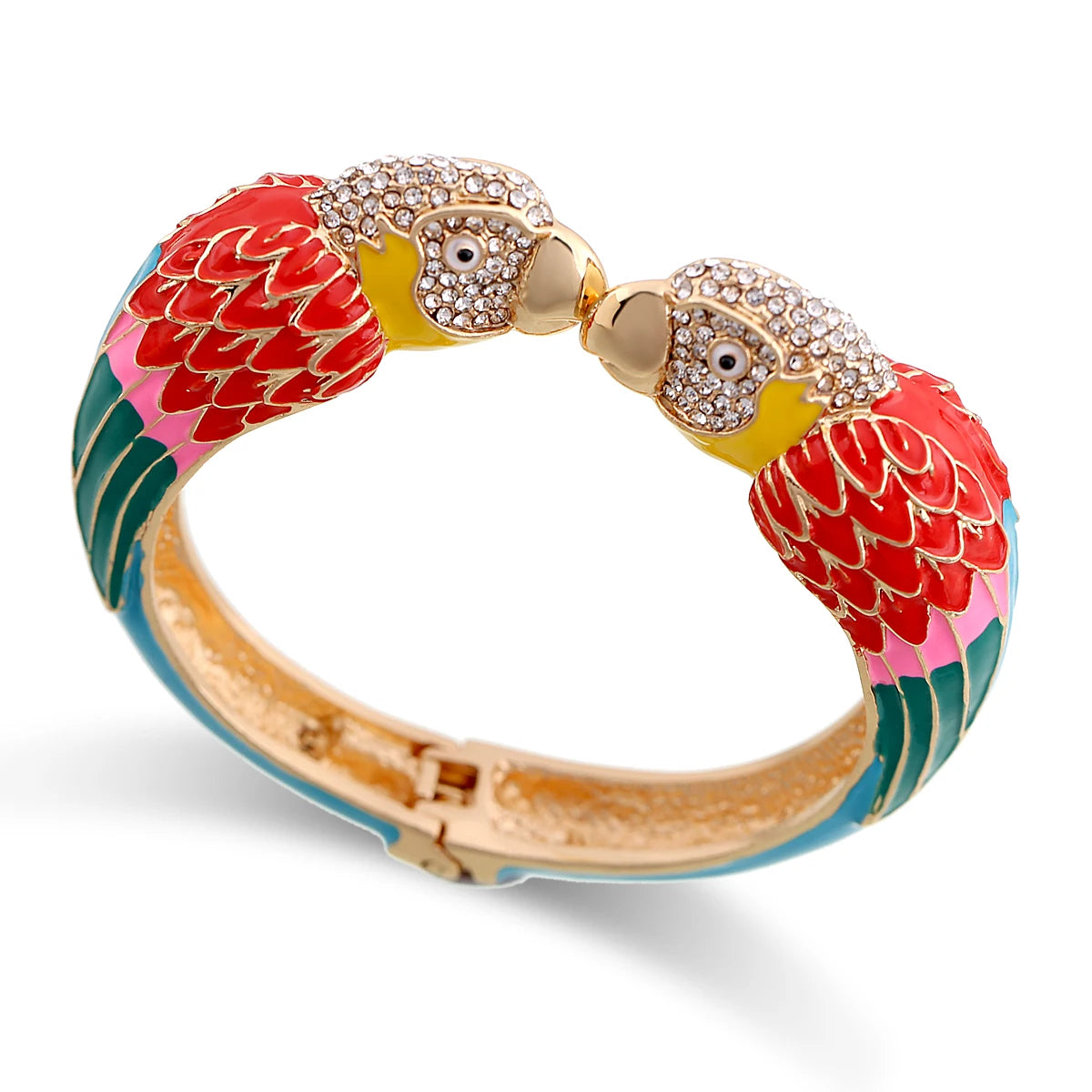 Hemasa Trendy Double Macaw Heads Enamel Cuff Bracelet/ Bangle for Women