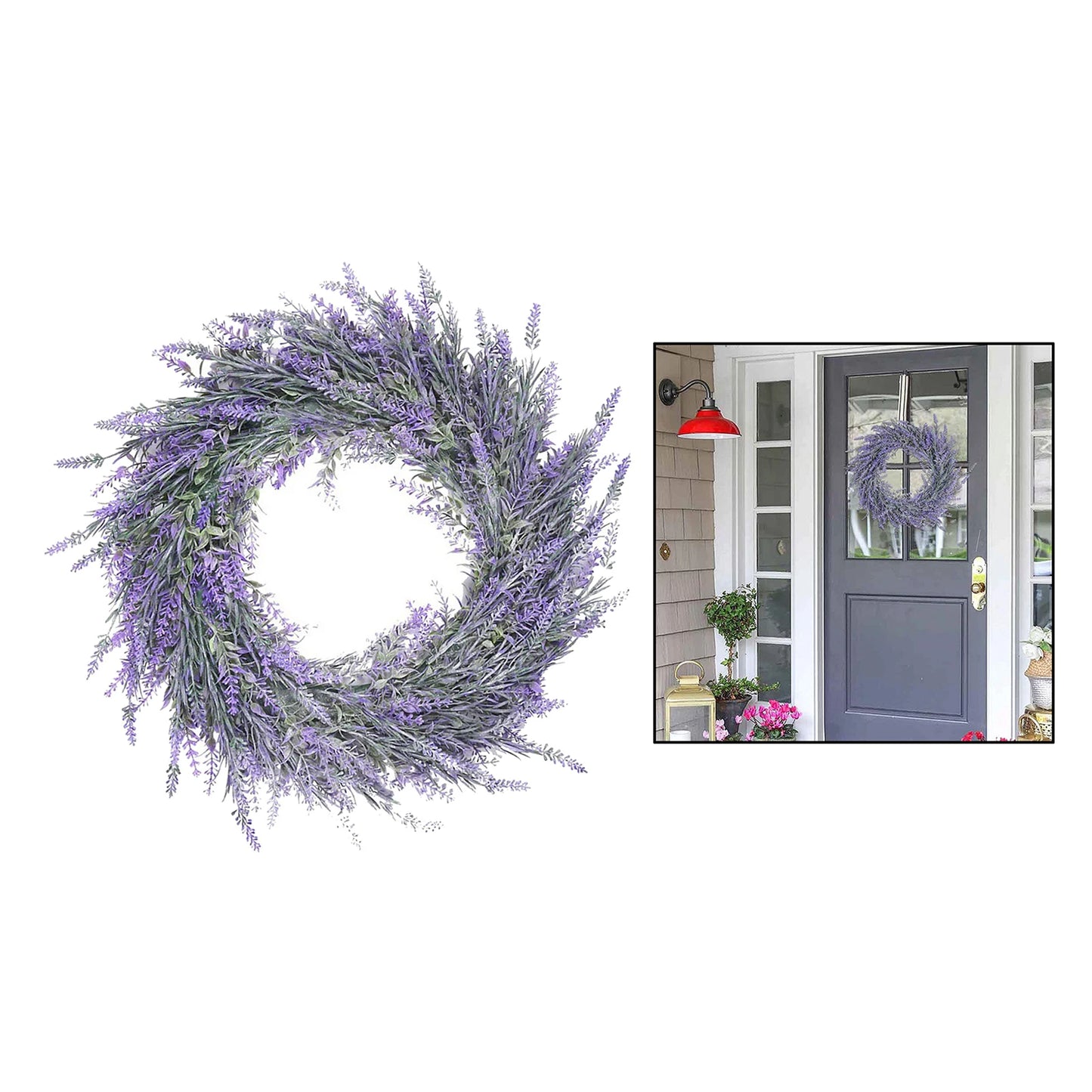 Large Lavender Wreath Base Wreath Flower Farmhouse Garland Wreath Front Door Wall Hanging for Wedding Wreath Home Decor