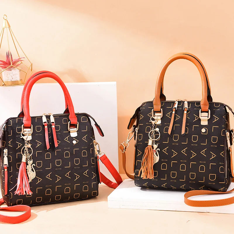 Hemasa Handbag Women PU Leather Tassel Top-handle  Shoulder Bag