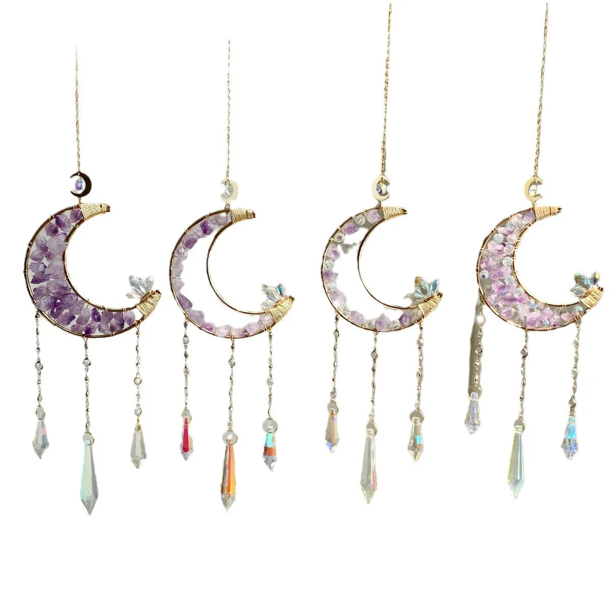 Minimalist Rainbow Maker Sun Catcher Wind Chime Crystal Hanging Moon Pendant Garden Decor