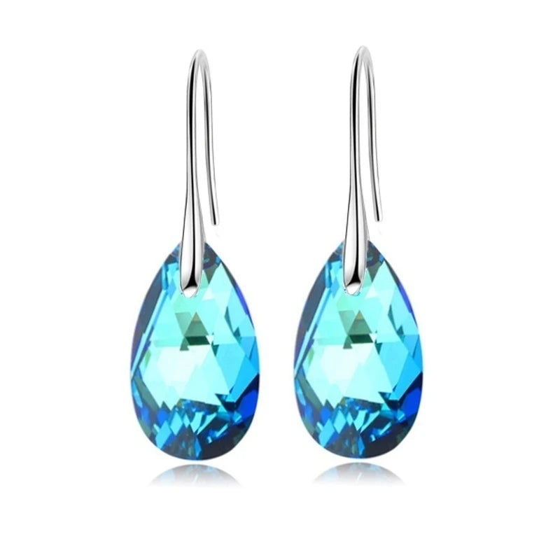 Women Fashion Water Drop Crystal Earrings  Dangle Earring CZ Charm Bridal Wedding Engagement Jewelry Gifts