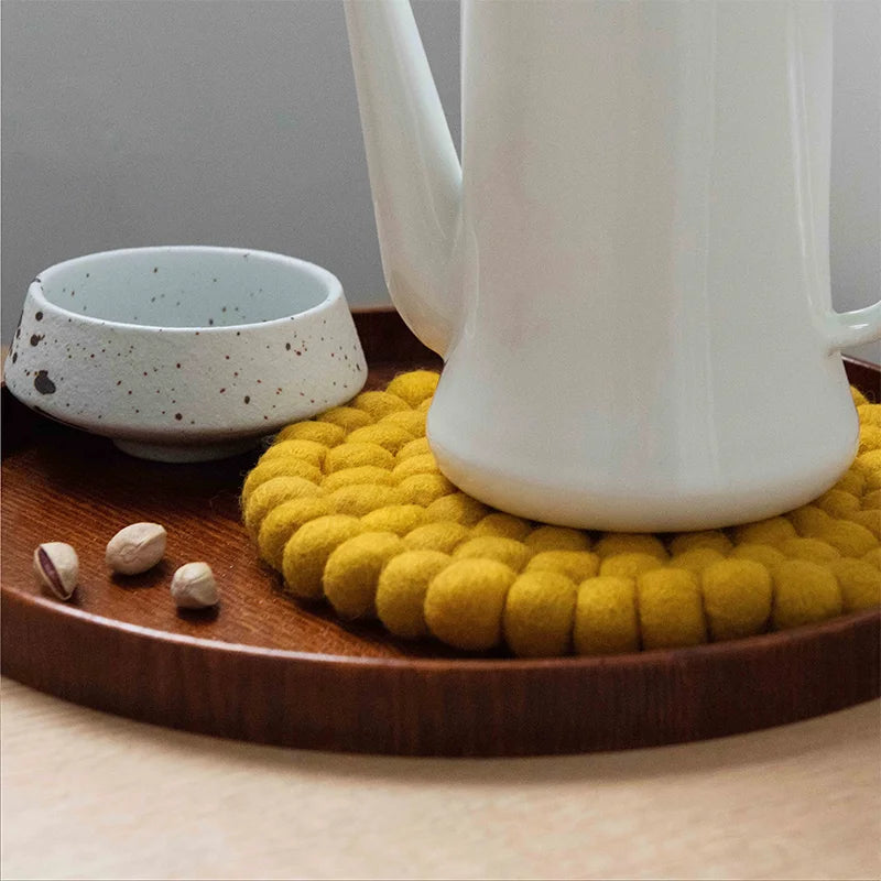 Hemasa   20 cm Felt Ball Coasters/Placemats