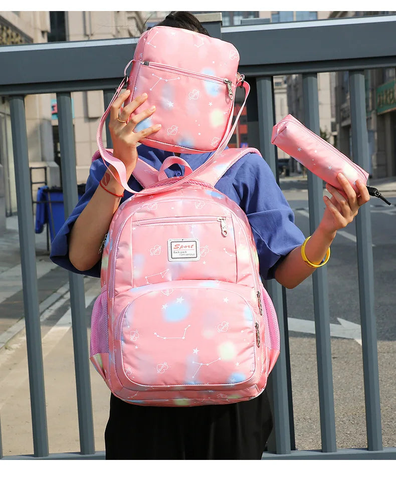 Hemasa 3 pcs/set Floral Printing School Backpack Girl School Bags For Women/ Girls