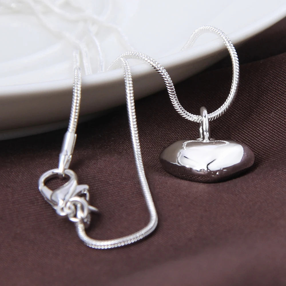 Hemasa  925 Sterling Silver  Small Heart Pendant Necklace  For Women