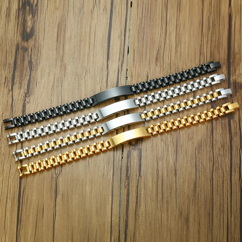 Vnox Customize TO DAD Bracelets for Men Glossy Stainless Steel Link Chain Engrave Thanks Quotes Casual Qualified Jewelry Gift