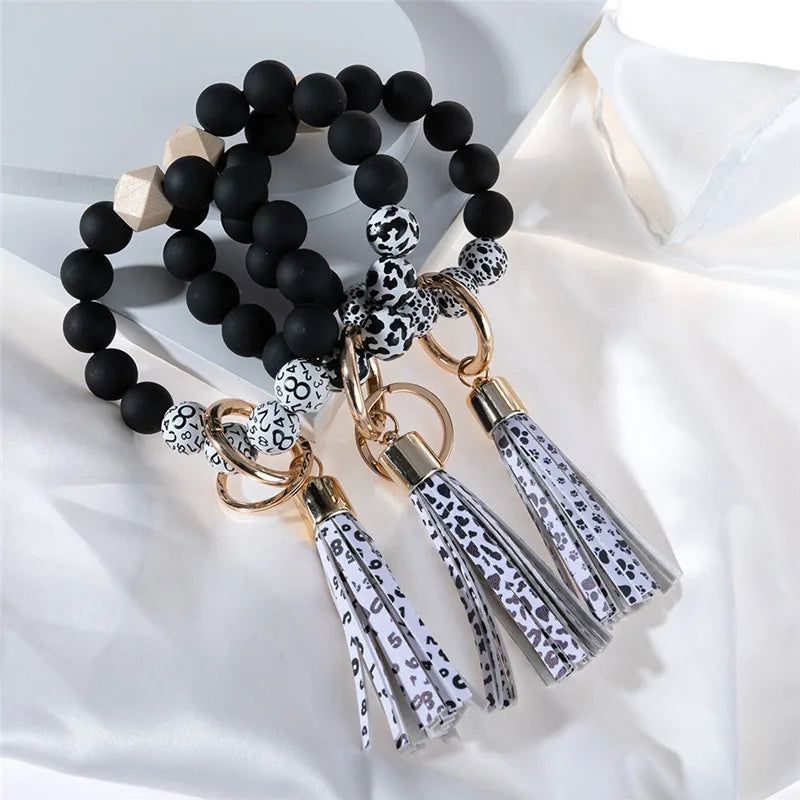Hemasa   Silicone Beads  Bracelet Pendant Keyring For Women Tassel Charms Accessories