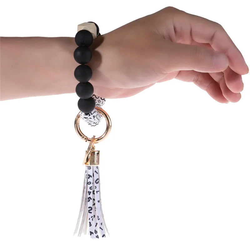 Hemasa   Silicone Beads  Bracelet Pendant Keyring For Women Tassel Charms Accessories