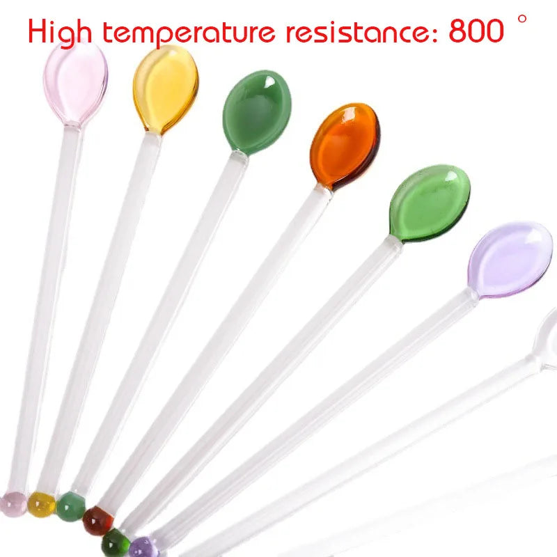 1pc Glass Dinnerware Spoon Tea Dessert Coffee Ice Cream Accessories Bar Tools New Long Handle Kitchen Accessories New